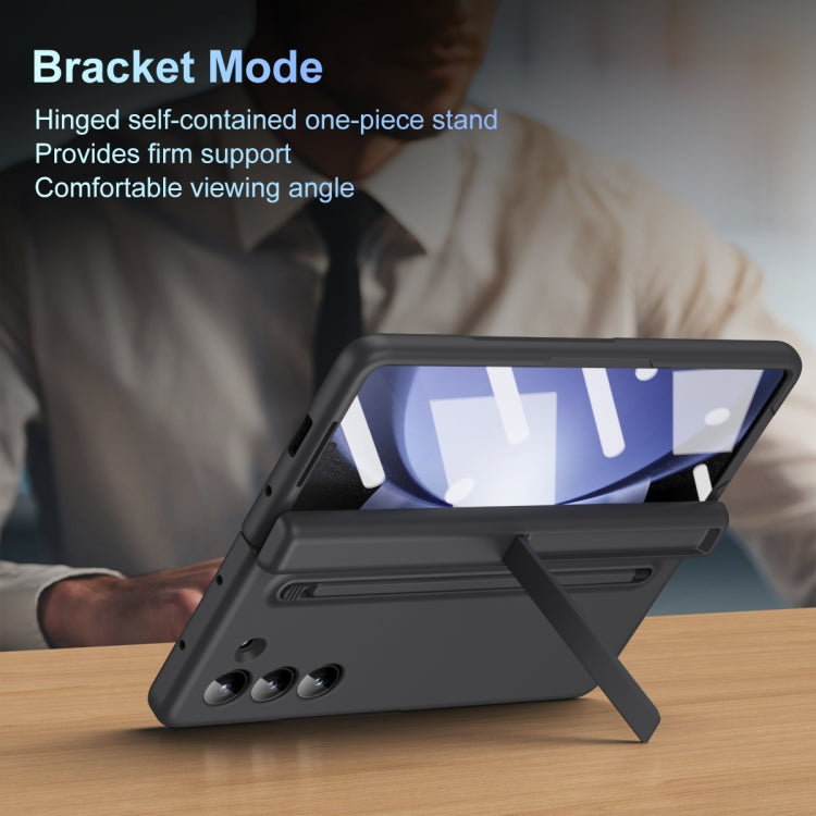 For Samsung Galaxy Z Fold5 5G Long Chi Grain Leather Shockproof Phone Case, No Pen(Black) - Galaxy Z Fold5 Cases by buy2fix | Online Shopping UK | buy2fix