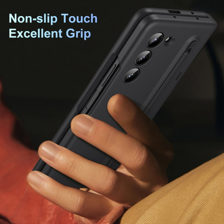 For Samsung Galaxy Z Fold5 5G Long Chi Grain Leather Shockproof Phone Case, No Pen(Black) - Galaxy Z Fold5 Cases by buy2fix | Online Shopping UK | buy2fix