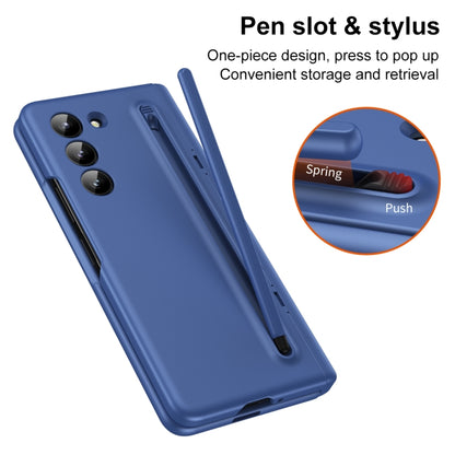 For Samsung Galaxy Z Fold5 5G Long Chi Grain Leather Shockproof Phone Case, No Pen(Blue) - Galaxy Z Fold5 Cases by buy2fix | Online Shopping UK | buy2fix