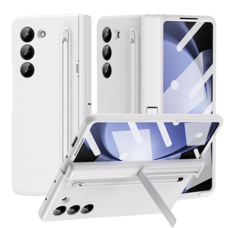 For Samsung Galaxy Z Fold5 5G Long Chi Grain Leather Shockproof Phone Case, No Pen(White) - Galaxy Z Fold5 Cases by buy2fix | Online Shopping UK | buy2fix