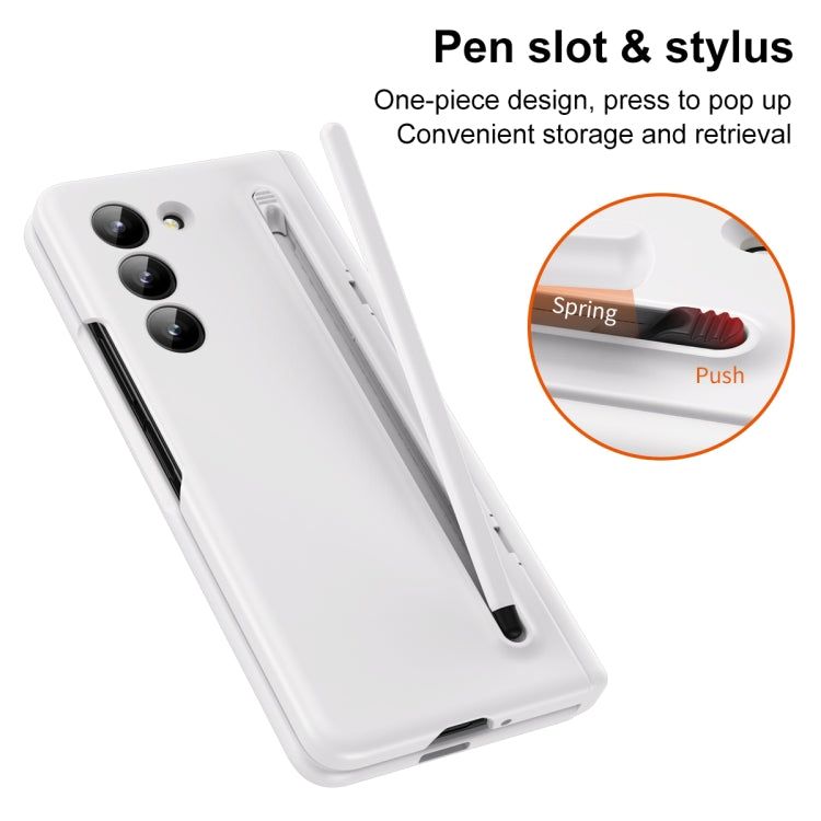 For Samsung Galaxy Z Fold5 5G Long Chi Grain Leather Shockproof Phone Case, No Pen(White) - Galaxy Z Fold5 Cases by buy2fix | Online Shopping UK | buy2fix