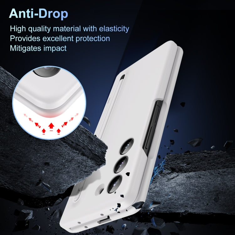 For Samsung Galaxy Z Fold5 5G Long Chi Grain Leather Shockproof Phone Case, No Pen(White) - Galaxy Z Fold5 Cases by buy2fix | Online Shopping UK | buy2fix