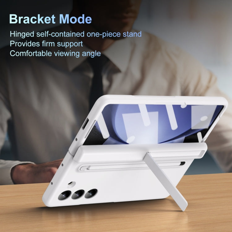 For Samsung Galaxy Z Fold5 5G Long Chi Grain Leather Shockproof Phone Case, No Pen(White) - Galaxy Z Fold5 Cases by buy2fix | Online Shopping UK | buy2fix