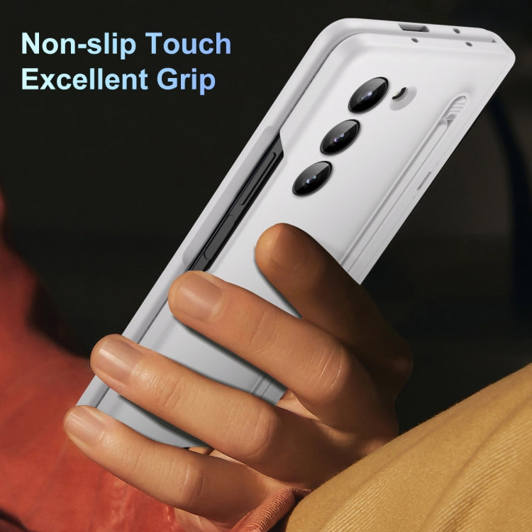 For Samsung Galaxy Z Fold5 5G Long Chi Grain Leather Shockproof Phone Case, No Pen(White) - Galaxy Z Fold5 Cases by buy2fix | Online Shopping UK | buy2fix