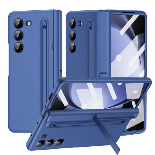 For Galaxy Z Fold6 5G Long Chi Grain Leather Shockproof Phone Case, No Pen(Blue)