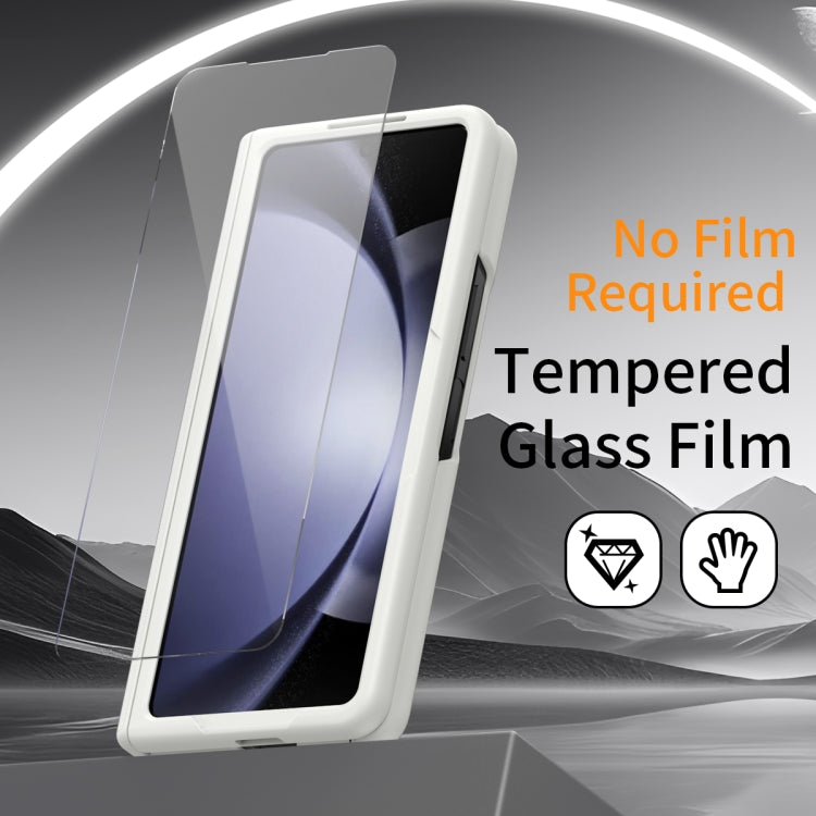 For Samsung Galaxy Z Fold5 5G Wristband Holder Grain Leather Folding Phone Case(White) - Galaxy Z Fold5 Cases by buy2fix | Online Shopping UK | buy2fix