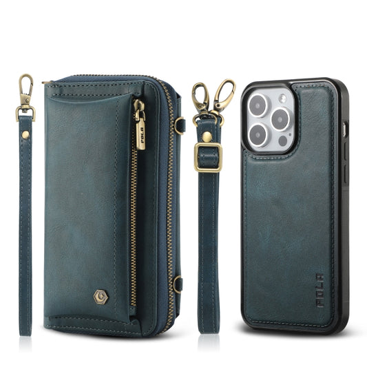 For iPhone 15 Pro Max Crossbody Multi-functional Zipper Wallet Leather Phone Case(Green) - iPhone 15 Pro Max Cases by buy2fix | Online Shopping UK | buy2fix