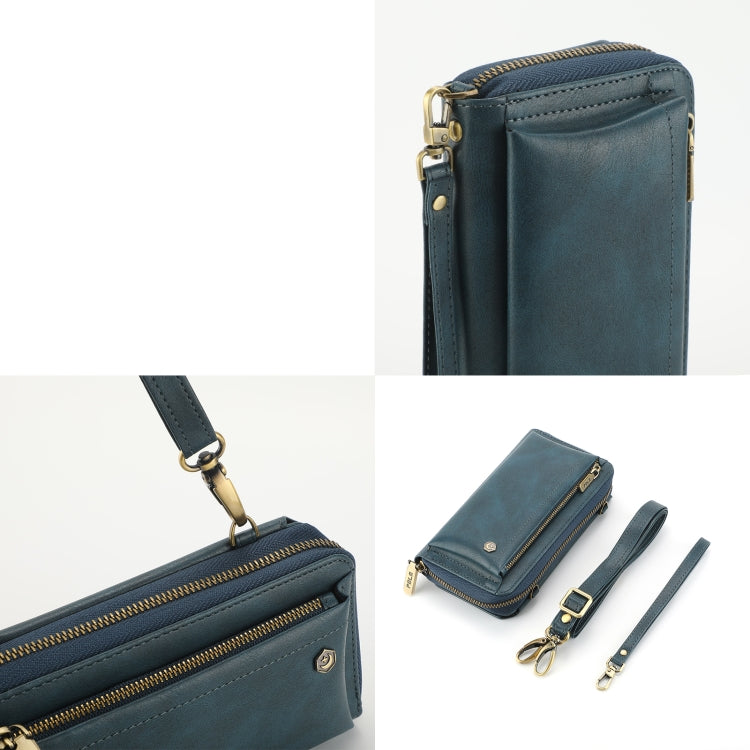 For iPhone 15 Pro Max Crossbody Multi-functional Zipper Wallet Leather Phone Case(Green) - iPhone 15 Pro Max Cases by buy2fix | Online Shopping UK | buy2fix