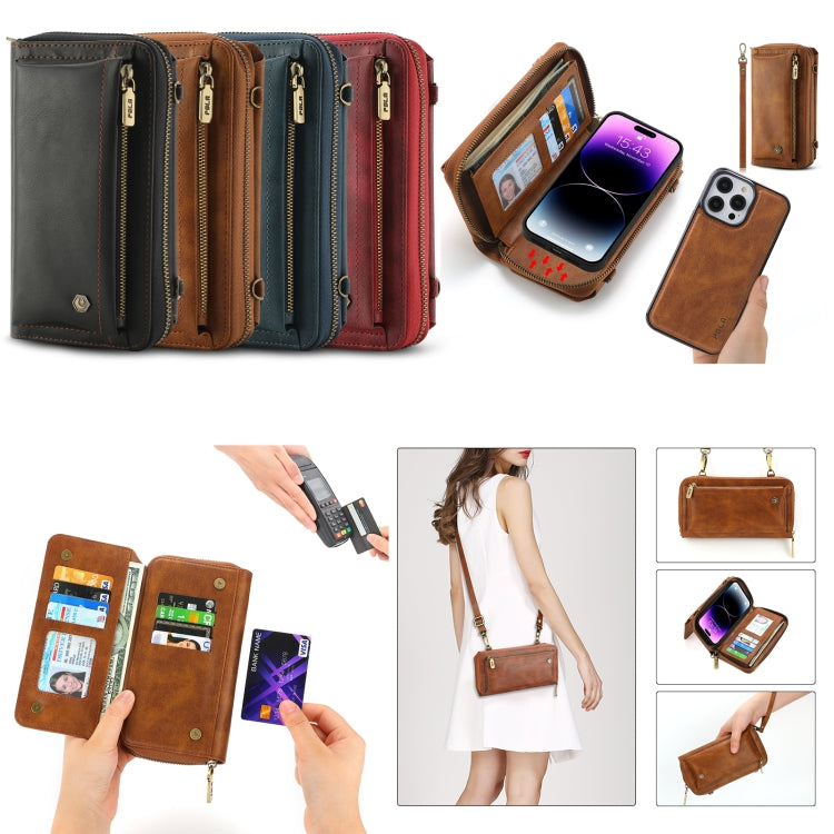 For iPhone 14 Plus Crossbody Multi-functional Zipper Wallet Leather Phone Case(Black) - iPhone 14 Plus Cases by buy2fix | Online Shopping UK | buy2fix