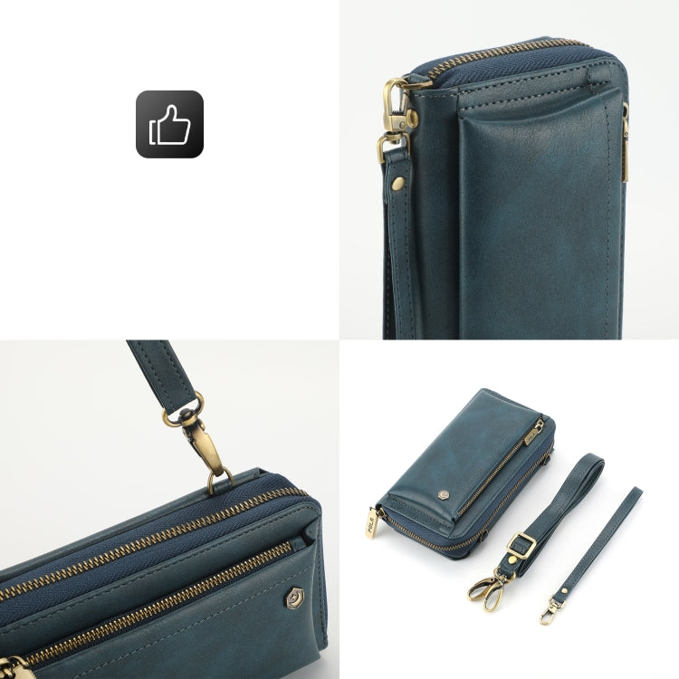 For iPhone 14 Crossbody Multi-functional Zipper Wallet Leather Phone Case(Green) - iPhone 14 Cases by buy2fix | Online Shopping UK | buy2fix