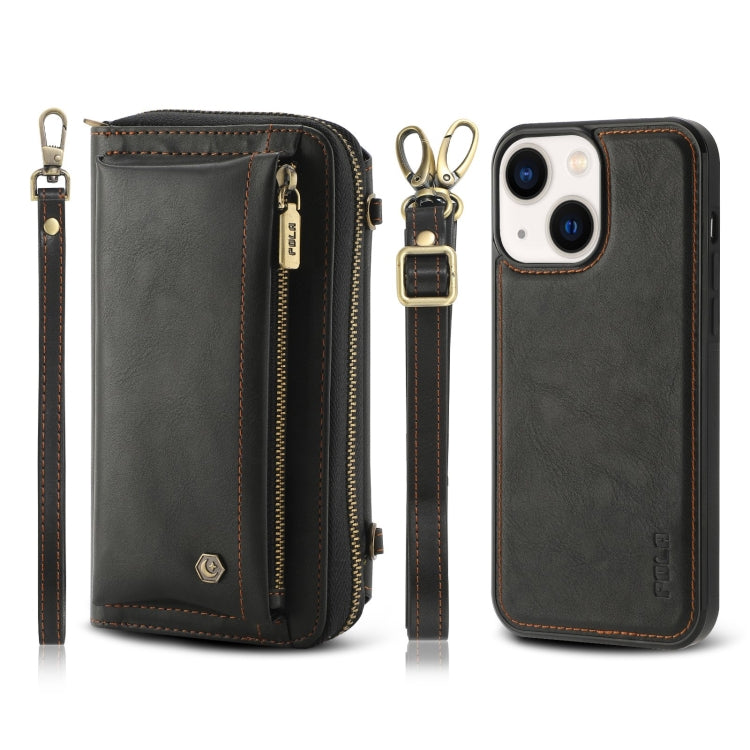 For iPhone 14 Crossbody Multi-functional Zipper Wallet Leather Phone Case(Black) - iPhone 14 Cases by buy2fix | Online Shopping UK | buy2fix