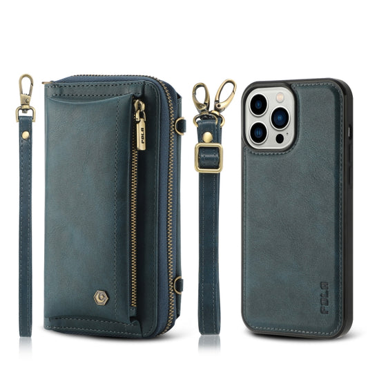 For iPhone 13 Pro Max Crossbody Multi-functional Zipper Wallet Leather Phone Case(Green) - iPhone 13 Pro Max Cases by buy2fix | Online Shopping UK | buy2fix