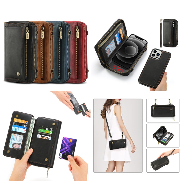 For iPhone 13 Pro Max Crossbody Multi-functional Zipper Wallet Leather Phone Case(Green) - iPhone 13 Pro Max Cases by buy2fix | Online Shopping UK | buy2fix