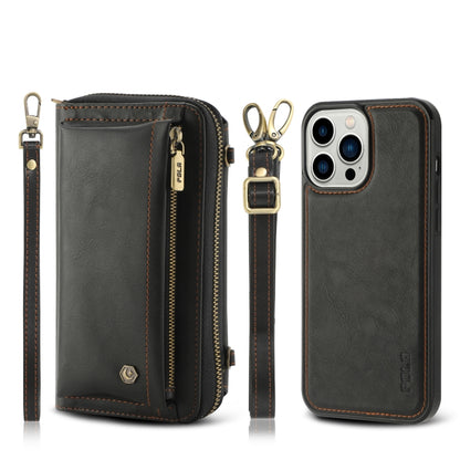 For iPhone 13 Pro Max Crossbody Multi-functional Zipper Wallet Leather Phone Case(Black) - iPhone 13 Pro Max Cases by buy2fix | Online Shopping UK | buy2fix