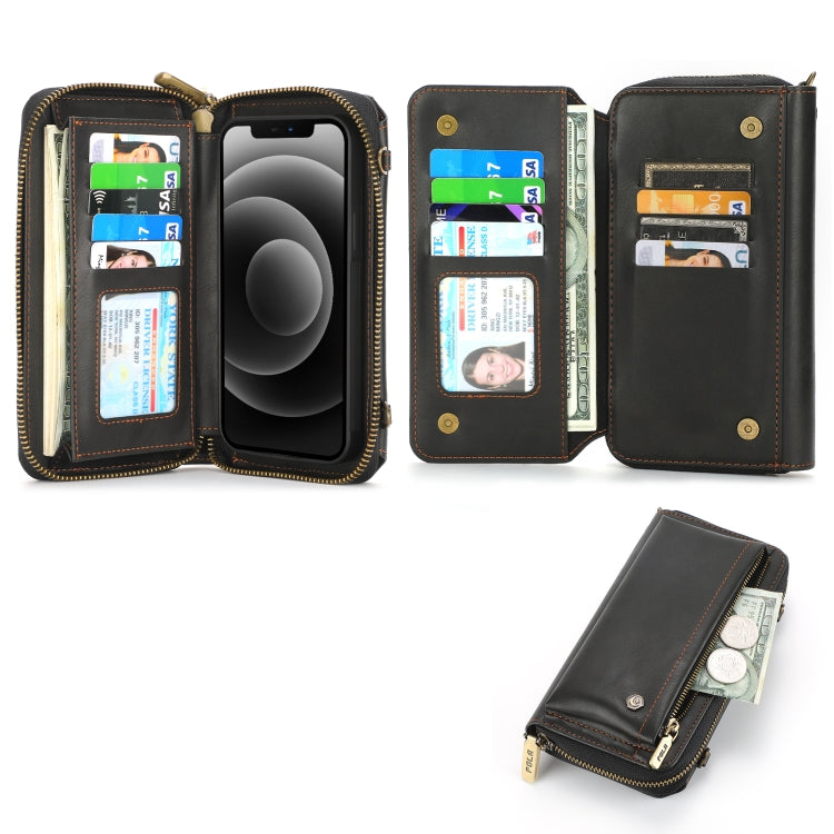 For iPhone 13 Pro Max Crossbody Multi-functional Zipper Wallet Leather Phone Case(Black) - iPhone 13 Pro Max Cases by buy2fix | Online Shopping UK | buy2fix