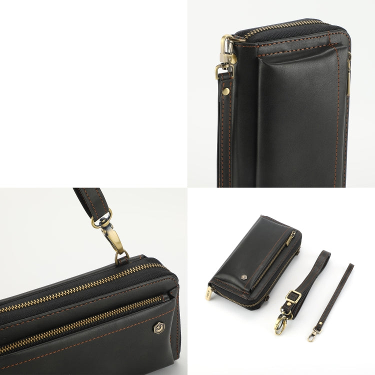 For iPhone 13 Pro Crossbody Multi-functional Zipper Wallet Leather Phone Case(Black) - iPhone 13 Pro Cases by buy2fix | Online Shopping UK | buy2fix