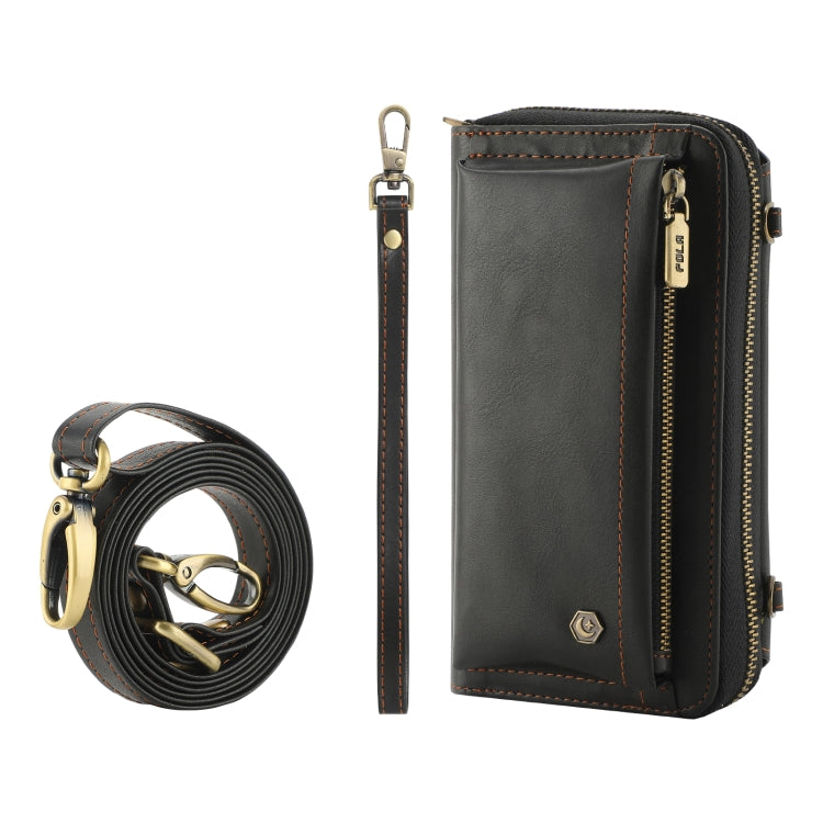 For iPhone 13 Pro Crossbody Multi-functional Zipper Wallet Leather Phone Case(Black) - iPhone 13 Pro Cases by buy2fix | Online Shopping UK | buy2fix
