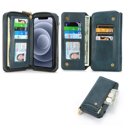 For iPhone 13 Crossbody Multi-functional Zipper Wallet Leather Phone Case(Green) - iPhone 13 Cases by buy2fix | Online Shopping UK | buy2fix