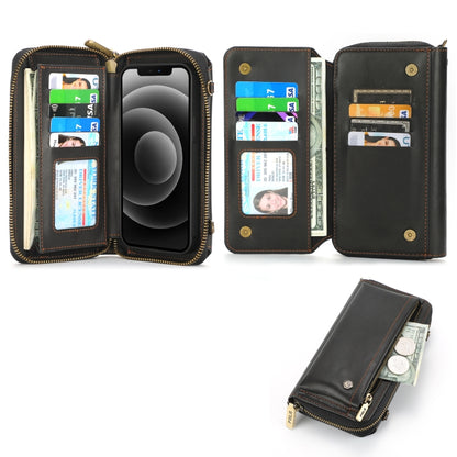 For iPhone 13 Crossbody Multi-functional Zipper Wallet Leather Phone Case(Black) - iPhone 13 Cases by buy2fix | Online Shopping UK | buy2fix