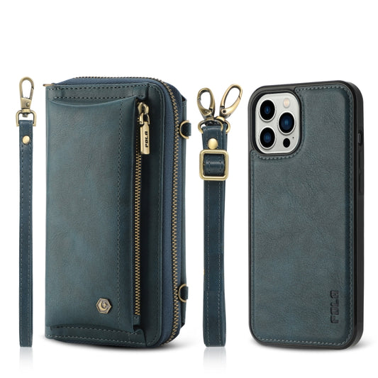 For iPhone 12 Pro Max Crossbody Multi-functional Zipper Wallet Leather Phone Case(Green) - iPhone 12 Pro Max Cases by buy2fix | Online Shopping UK | buy2fix