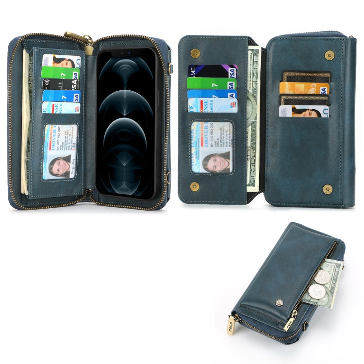 For iPhone 12 Pro Max Crossbody Multi-functional Zipper Wallet Leather Phone Case(Green) - iPhone 12 Pro Max Cases by buy2fix | Online Shopping UK | buy2fix