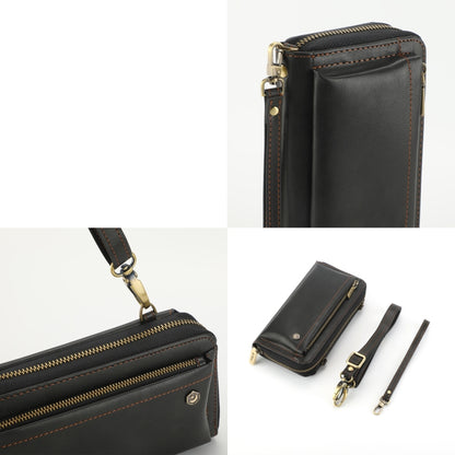 For iPhone 12 Crossbody Multi-functional Zipper Wallet Leather Phone Case(Black) - iPhone 12 / 12 Pro Cases by buy2fix | Online Shopping UK | buy2fix