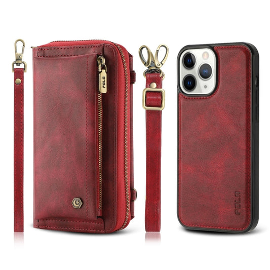 For iPhone 11 Pro Max Crossbody Multi-functional Zipper Wallet Leather Phone Case(Red) - iPhone 11 Pro Max Cases by buy2fix | Online Shopping UK | buy2fix