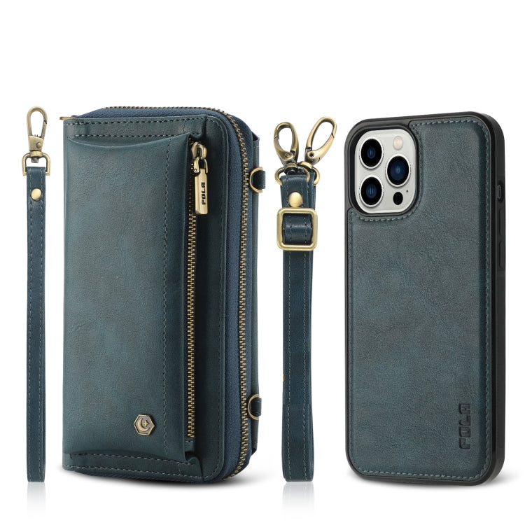 For iPhone 12   Pro Crossbody Multi-functional Zipper Wallet Leather Phone Case(Green) - iPhone 12 / 12 Pro Cases by buy2fix | Online Shopping UK | buy2fix