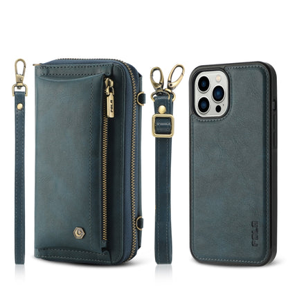 For iPhone 12   Pro Crossbody Multi-functional Zipper Wallet Leather Phone Case(Green) - iPhone 12 / 12 Pro Cases by buy2fix | Online Shopping UK | buy2fix