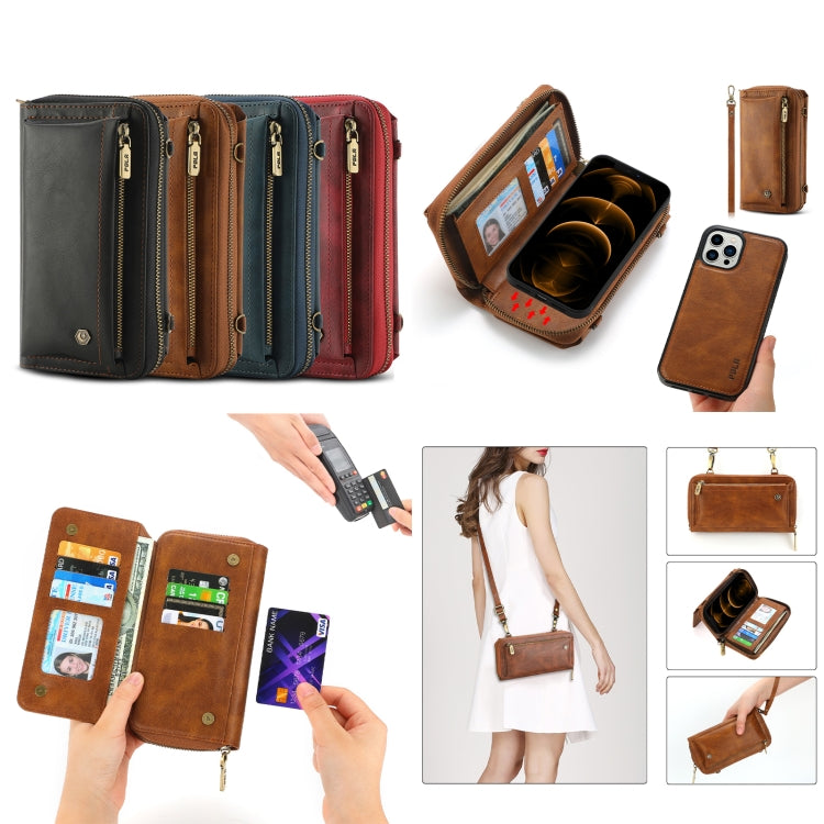 For iPhone 12   Pro Crossbody Multi-functional Zipper Wallet Leather Phone Case(Green) - iPhone 12 / 12 Pro Cases by buy2fix | Online Shopping UK | buy2fix