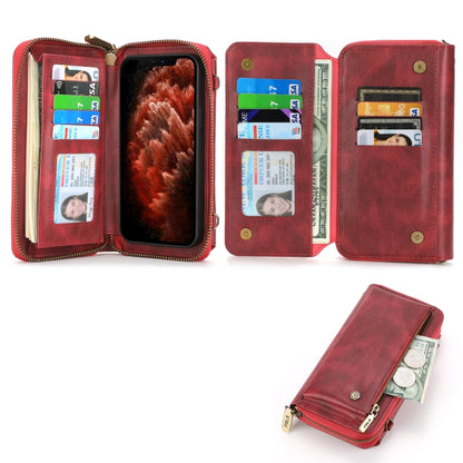 For iPhone 11 Crossbody Multi-functional Zipper Wallet Leather Phone Case(Red) - More iPhone Cases by buy2fix | Online Shopping UK | buy2fix