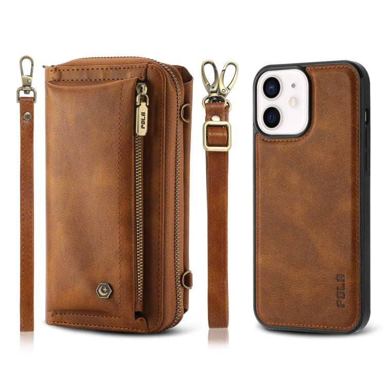 For iPhone 11 Crossbody Multi-functional Zipper Wallet Leather Phone Case(Brown) - More iPhone Cases by buy2fix | Online Shopping UK | buy2fix