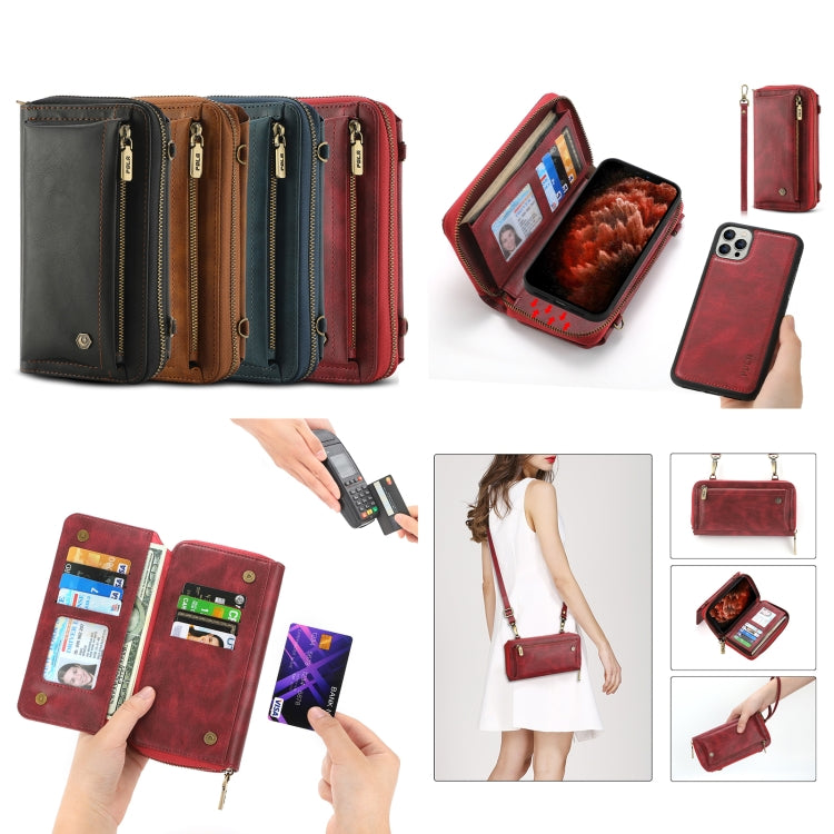 For iPhone 11 Crossbody Multi-functional Zipper Wallet Leather Phone Case(Brown) - More iPhone Cases by buy2fix | Online Shopping UK | buy2fix