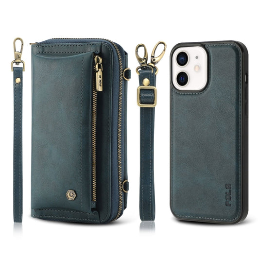 For iPhone 11 Crossbody Multi-functional Zipper Wallet Leather Phone Case(Green) - More iPhone Cases by buy2fix | Online Shopping UK | buy2fix