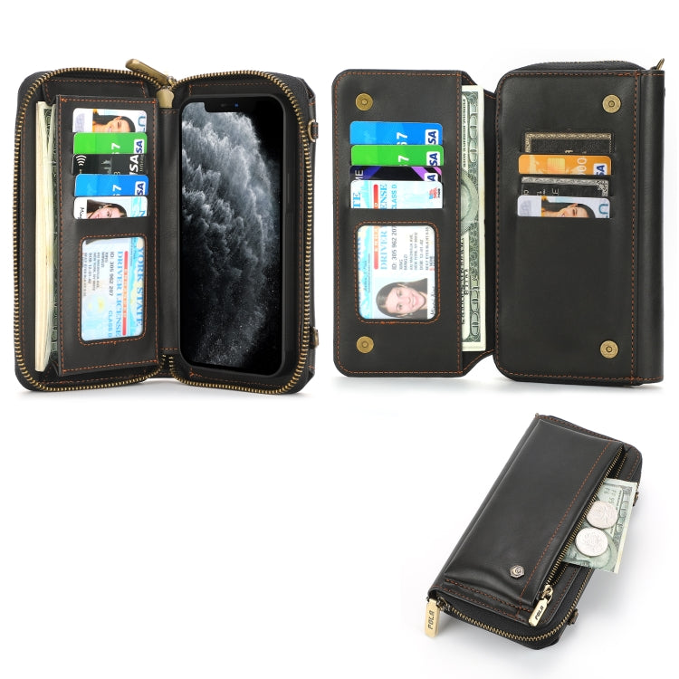 For iPhone 11 Crossbody Multi-functional Zipper Wallet Leather Phone Case(Black) - More iPhone Cases by buy2fix | Online Shopping UK | buy2fix