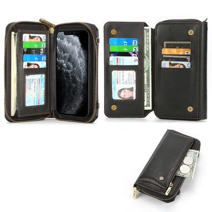 For iPhone 11 Crossbody Multi-functional Zipper Wallet Leather Phone Case(Black) - More iPhone Cases by buy2fix | Online Shopping UK | buy2fix