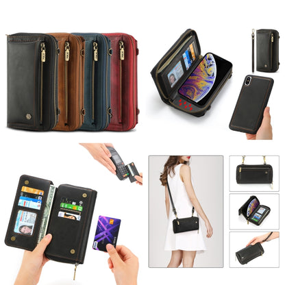 For iPhone XS Max Crossbody Multi-functional Zipper Wallet Leather Phone Case(Black) - More iPhone Cases by buy2fix | Online Shopping UK | buy2fix