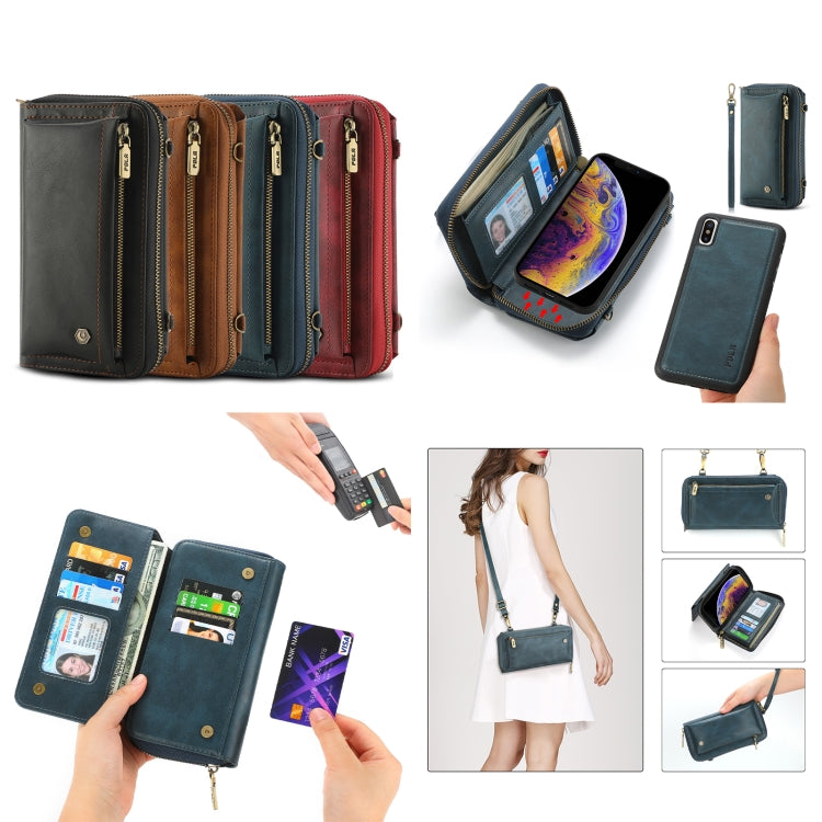For iPhone XR Crossbody Multi-functional Zipper Wallet Leather Phone Case(Green) - More iPhone Cases by buy2fix | Online Shopping UK | buy2fix