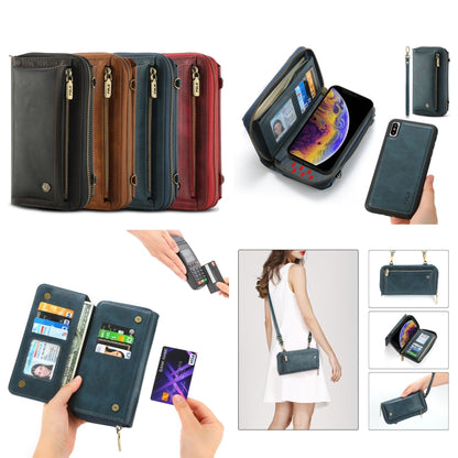 For iPhone XR Crossbody Multi-functional Zipper Wallet Leather Phone Case(Green) - More iPhone Cases by buy2fix | Online Shopping UK | buy2fix