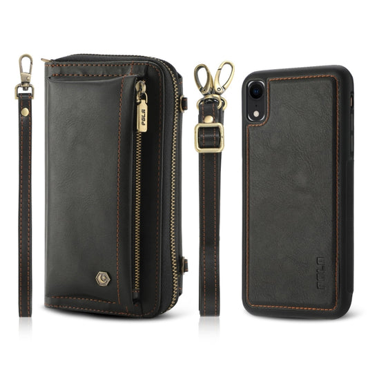 For iPhone XR Crossbody Multi-functional Zipper Wallet Leather Phone Case(Black) - More iPhone Cases by buy2fix | Online Shopping UK | buy2fix