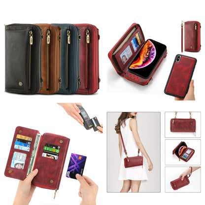 For iPhone X Crossbody Multi-functional Zipper Wallet Leather Phone Case(Red) - More iPhone Cases by buy2fix | Online Shopping UK | buy2fix