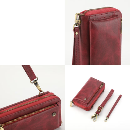 For iPhone XS Crossbody Multi-functional Zipper Wallet Leather Phone Case(Red) - More iPhone Cases by buy2fix | Online Shopping UK | buy2fix