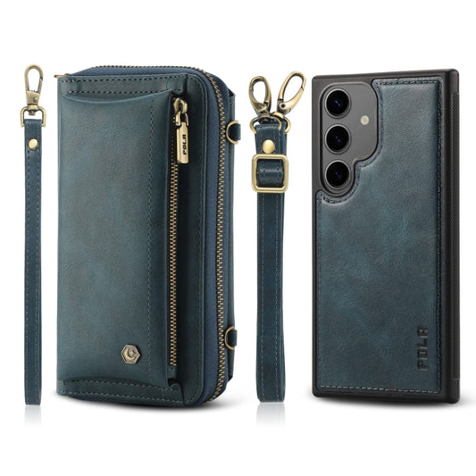 For Samsung Galaxy S24+ 5G Crossbody Multi-functional Zipper Wallet Leather Phone Case(Green) - Galaxy S24+ 5G Cases by buy2fix | Online Shopping UK | buy2fix