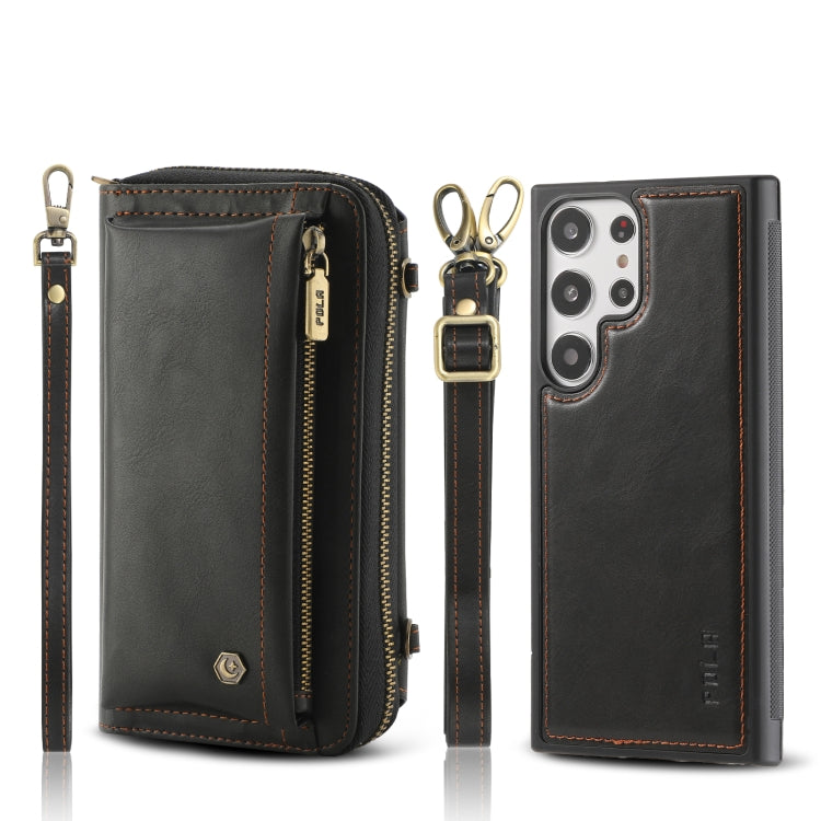 For Samsung Galaxy S23 Ultra 5G Crossbody Multi-functional Zipper Wallet Leather Phone Case(Black) - Galaxy S23 Ultra 5G Cases by buy2fix | Online Shopping UK | buy2fix