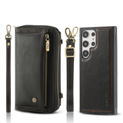 For Samsung Galaxy S23 Ultra 5G Crossbody Multi-functional Zipper Wallet Leather Phone Case(Black) - Galaxy S23 Ultra 5G Cases by buy2fix | Online Shopping UK | buy2fix