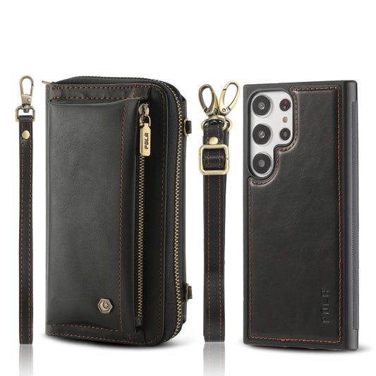 For Samsung Galaxy S23 Ultra 5G Crossbody Multi-functional Zipper Wallet Leather Phone Case(Black) - Galaxy S23 Ultra 5G Cases by buy2fix | Online Shopping UK | buy2fix