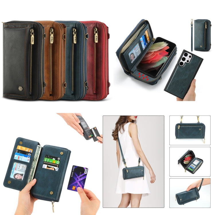 For Samsung Galaxy S23 5G Crossbody Multi-functional Zipper Wallet Leather Phone Case(Brown) - Galaxy S23 5G Cases by buy2fix | Online Shopping UK | buy2fix