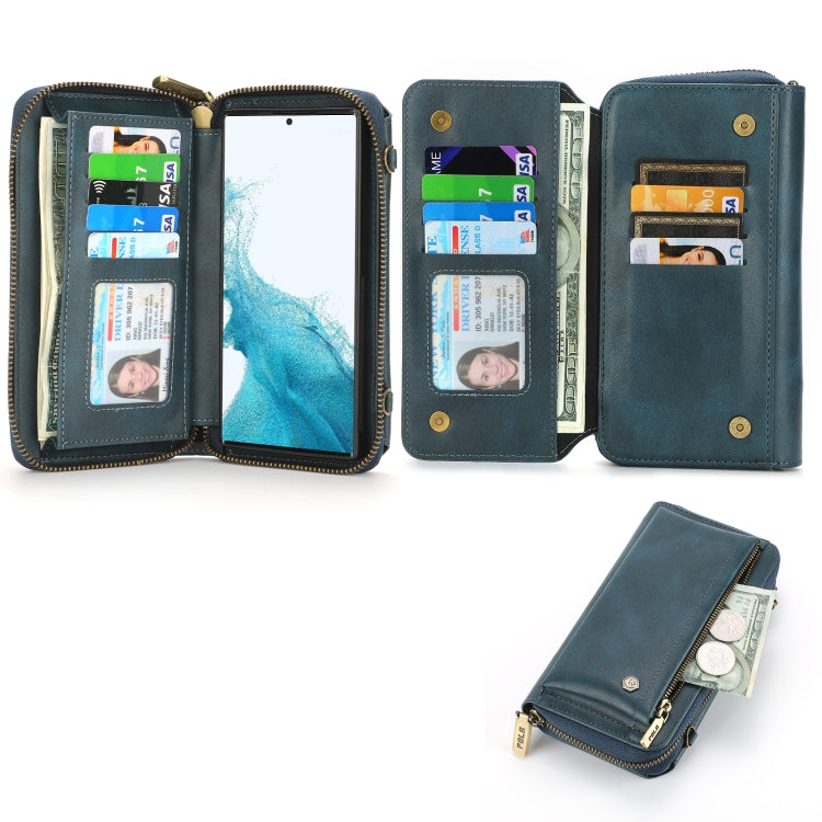 For Samsung Galaxy S22+ 5G Crossbody Multi-functional Zipper Wallet Leather Phone Case(Green) - Galaxy S22+ 5G Cases by buy2fix | Online Shopping UK | buy2fix