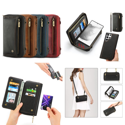 For Samsung Galaxy S22+ 5G Crossbody Multi-functional Zipper Wallet Leather Phone Case(Black) - Galaxy S22+ 5G Cases by buy2fix | Online Shopping UK | buy2fix