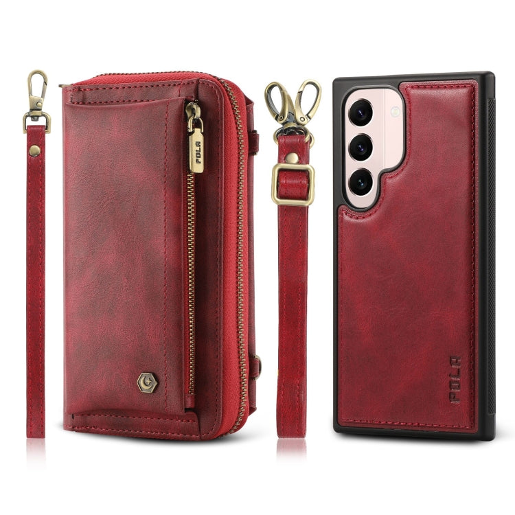 For Samsung Galaxy S22+ 5G Crossbody Multi-functional Zipper Wallet Leather Phone Case(Red) - Galaxy S22+ 5G Cases by buy2fix | Online Shopping UK | buy2fix